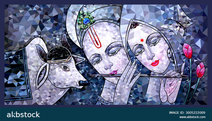 Radha Krishna Low Poly vector image