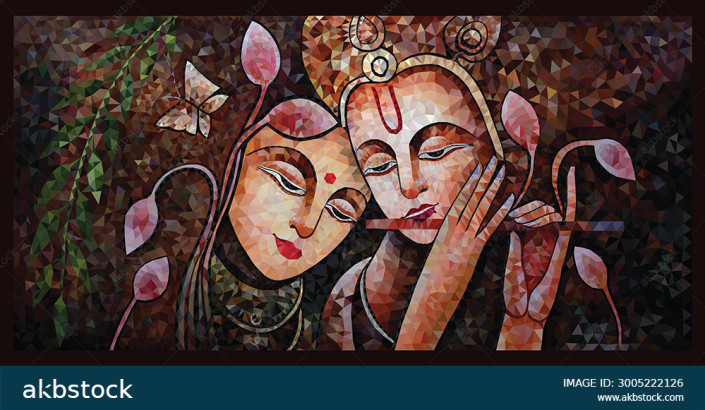 Radha Krishna Low Poly vector image