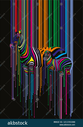 Vector colorfull zebra in black background