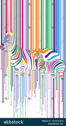 Vector colorfull zebra in white background