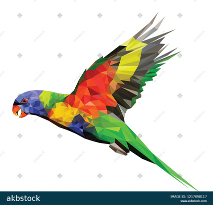 colorful Parrot Low Poly bird