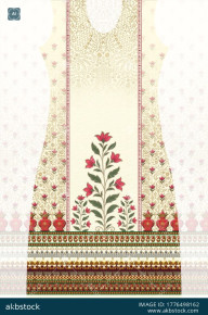Ivory Gulnaar Heritage Kurti Front Back and Seamless Allover Design