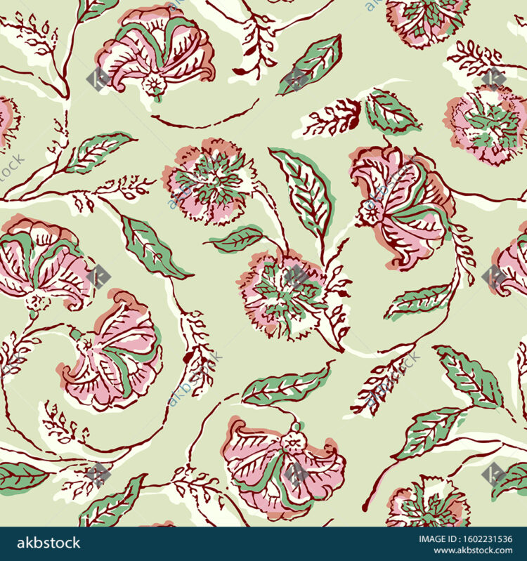 Seamless Floral block print