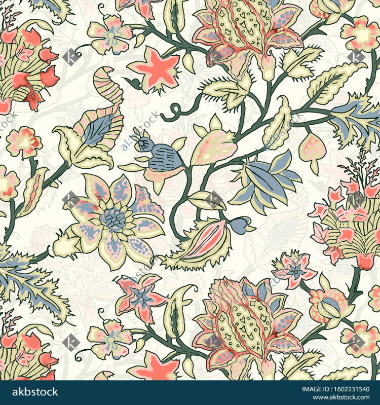 Seamless Floral block print