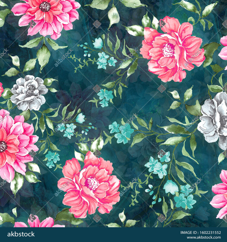 Seamless Floral block print