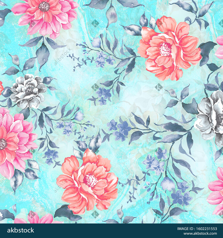 Seamless Floral block print