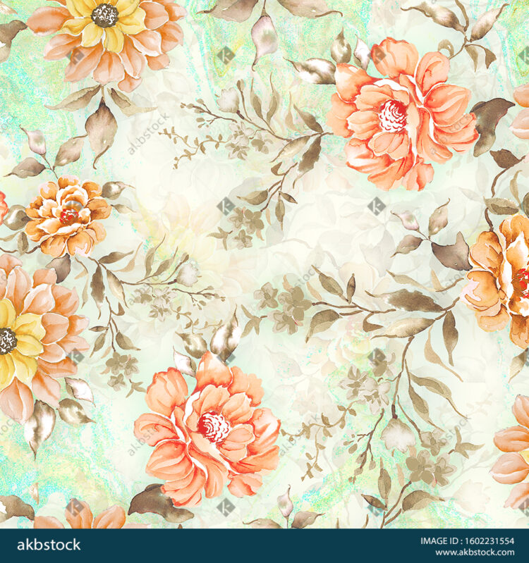 Seamless Floral block print