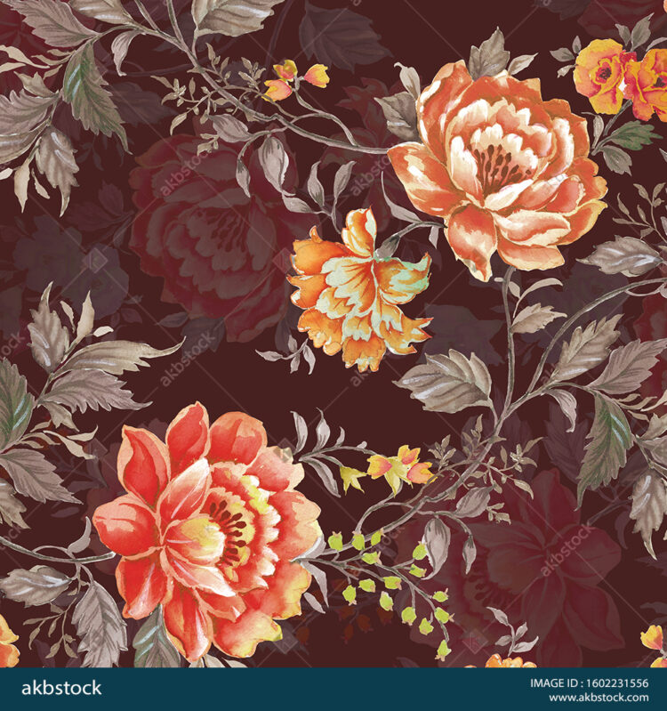 Seamless Floral block print