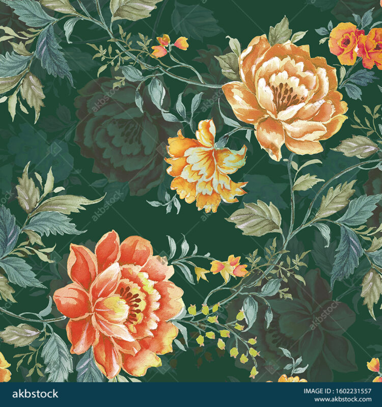 Seamless Floral block print