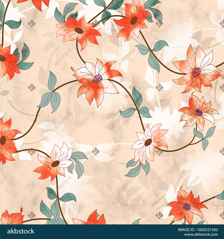 Seamless Floral block print