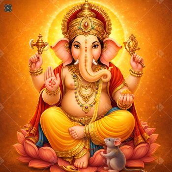 Divine Lord Ganesha Golden Glow Illustration for Auspicious New Beginnings