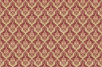 Royal Maroon and Gold Damask Seamless Pattern with Ornate Baroque Floral Motifs
