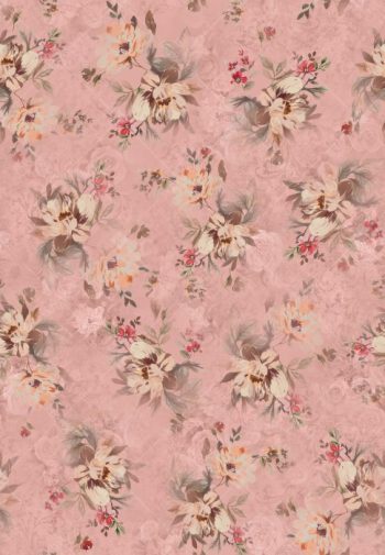 Dusty Pink Floral Seamless Pattern with Soft Cream Blooms and Romantic Vintage Background Texture