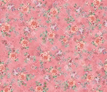 Soft Coral Pink Floral Seamless Pattern with Romantic Garden Blooms and Delicate Foliage
