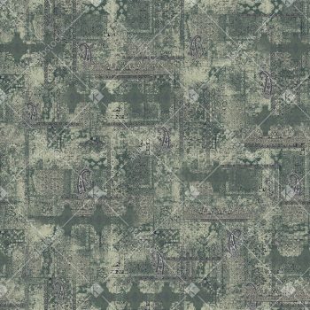 Dark Sage Vintage Patchwork Paisley Seamless Pattern with Ornamental Borders Ethnic Panels and Grunge Texture
