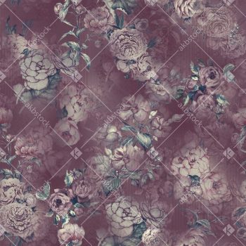 Dusty Mauve Vintage Floral Seamless Pattern with Antique Roses Soft Botanicals and Romantic Textured Background