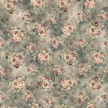 Soft Sage Beige Vintage Rose Bouquet Seamless Pattern with Blush Florals and Gentle Marble Texture Background