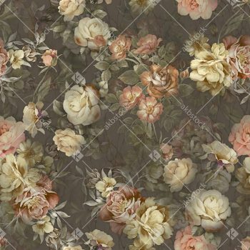Moody Olive Taupe Vintage Rose Seamless Pattern with Cream Florals Soft Botanicals and Antique Layered Background