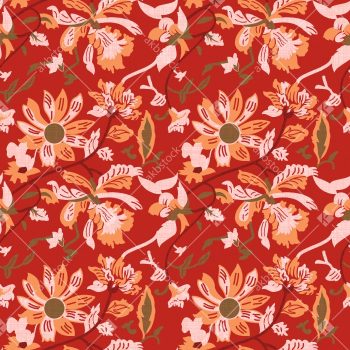 Bold Retro Floral Vine Seamless Pattern in Warm Red Tones