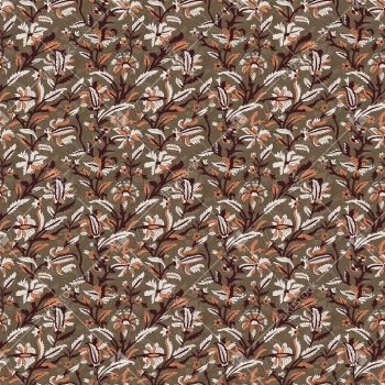 Earthy Vintage Floral Jaal Seamless Pattern in Neutral Warm Tones