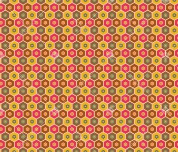 Retro Hexagon Geometric Seamless Pattern in Warm Multicolor Tones