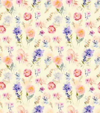 Soft Pastel Wildflower Seamless Pattern on Cream Background