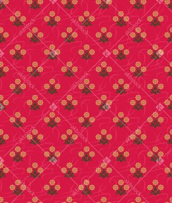 Minimal Floral Buti Seamless Pattern in Bright Pink and Mustard