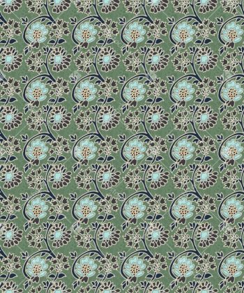 Vintage Floral Vine Seamless Pattern in Sage Blue and Charcoal