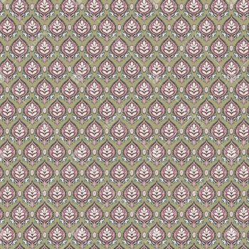 Vintage Buta Seamless Pattern in Sage Green and Soft Mauve