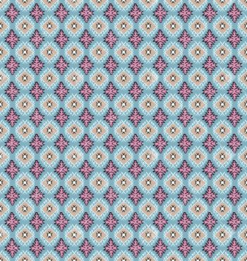 Retro Geometric Motif Seamless Pattern in Sky Blue and Mauve