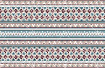 Decorative Geometric Border Stripe Seamless Pattern in Soft Pastel Tones