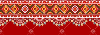Traditional Geometric Ethnic Border Design in Bold Red Decorative Layout