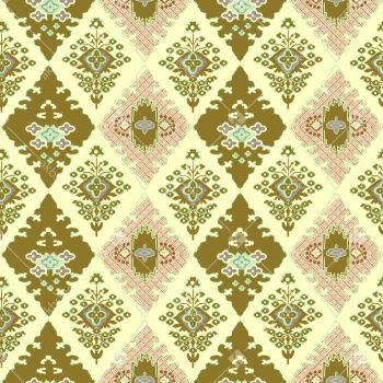 Vintage Ethnic Floral Geometric Seamless Pattern in Soft Earthy Tones