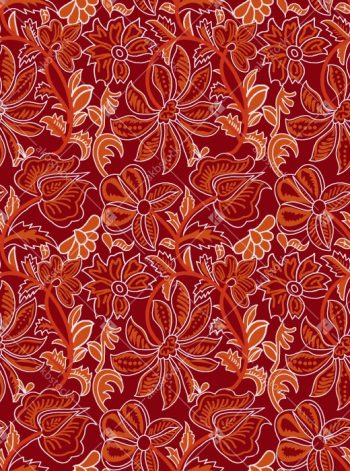 Vibrant Red Floral Seamless Pattern with Bold Folk Botanical Motifs