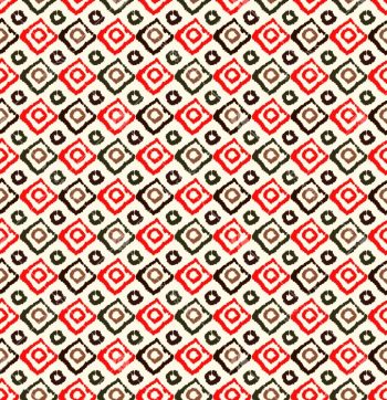 Tribal Ikat Diamond Seamless Pattern in Coral Olive and Espresso