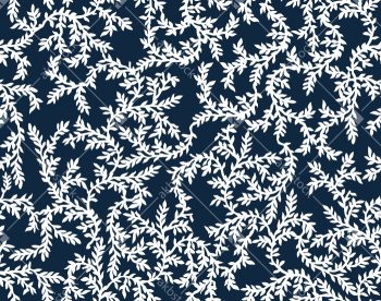 Midnight Ivory Leaf Vine Seamless Pattern with Dense Botanical Movement