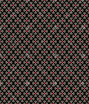 Midnight Geo Floral Seamless Pattern with Crimson Cross Dot Medallions