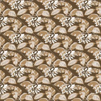 Cocoa Tropical Floral Seamless Pattern with Layered Beige Leafy Botanicals