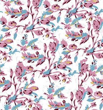 Pastel Abstract Floral Seamless Pattern with Lilac Blooms and Sky Blue Accents