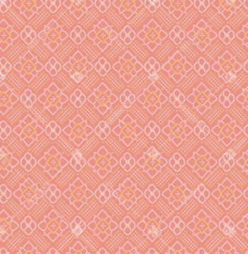 Blush Ikat Diamond Seamless Pattern with White Dotted Geometry and Gold Accents
