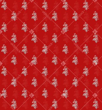 Crimson Floral Buti Seamless Pattern with Powder Blue Heritage Sprig Motifs