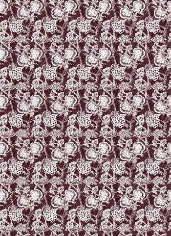 Burgundy Lace Floral Seamless Pattern with Ivory Embroidered Garden Motifs