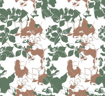 Sage and Clay Abstract Floral Seamless Pattern with Layered Botanical Silhouettes