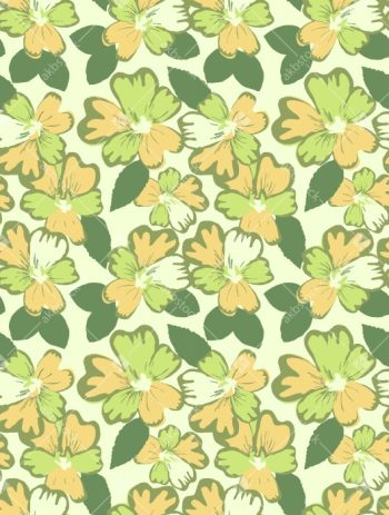 Soft Green Floral Seamless Pattern with Hand Drawn Botanical Leaves