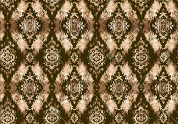 Brown Ornamental Seamless Pattern with Damask Medallion and Textured Symmetry