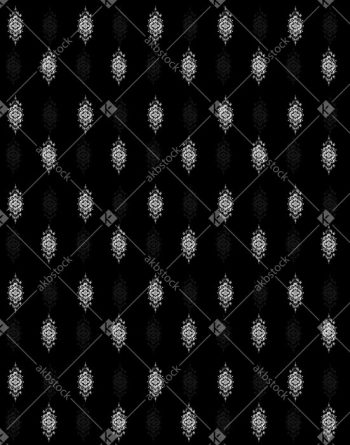 Black Monochrome Seamless Pattern with Ornamental Damask Buta Motifs