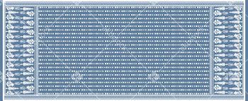 Elegant Blue Floral Border Dupatta Design with Linear Buti Dot Pattern