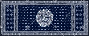 Royal Blue Dupatta Design with Central Medallion and Ornamental Borders