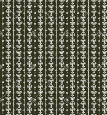 Olive Green Floral Stripe Seamless Pattern with Delicate Buti Vine Motifs