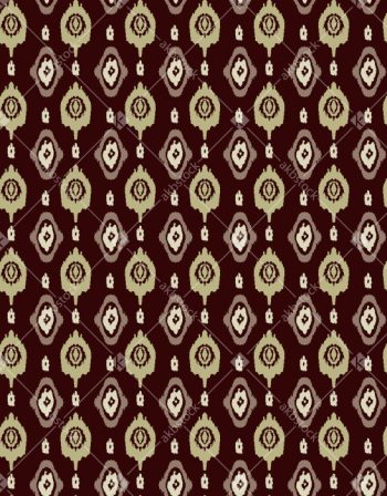 Rich Maroon Ikat Seamless Pattern with Traditional Diamond Buti Motifs